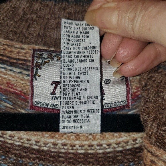 VTG 90's Y2K Tiara International Fair Isle Front Zip Cardigan Sweater Size Large - Picture 5 of 7